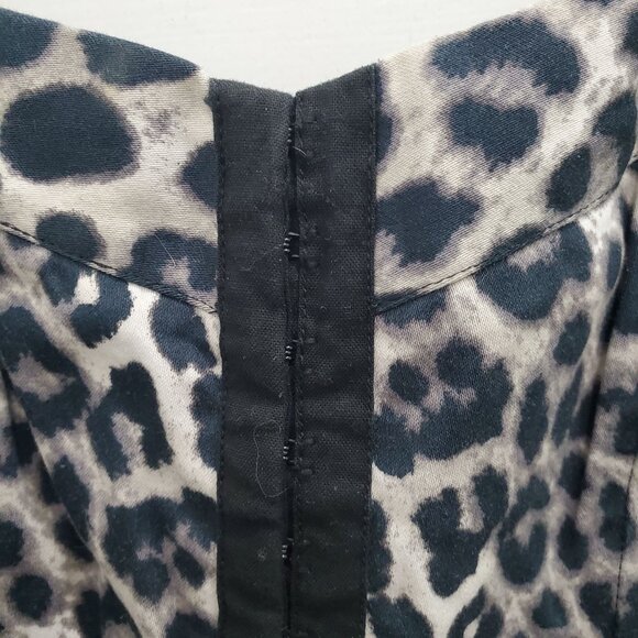 Express Women's Y2K Gray Leopard Smocked Back Hook & Eye Bustier Corset Top Sz S - Picture 2 of 8